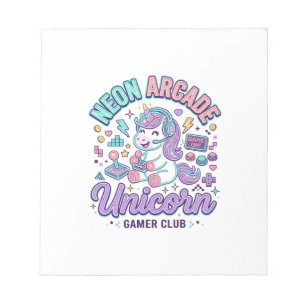 Bloco De Notas Unicórnio Neon Arcade Unicórnio Estilo Retro Produ