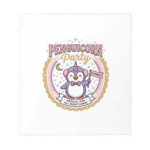 Bloco De Notas Unicórnio Penguicorn Festa POD Pronto Zazzle Desig