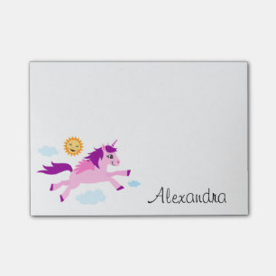 Bloco De Notas unicórnio rosa e nome personalizado do sol feliz
