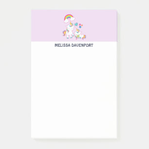 Bloco De Notas Unicórnios brancos bonitos Mama mágico & bebê
