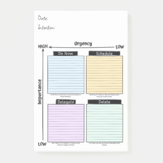 Bloco De Notas Urgent Important, Eisenhower Matrix Post-It Notes