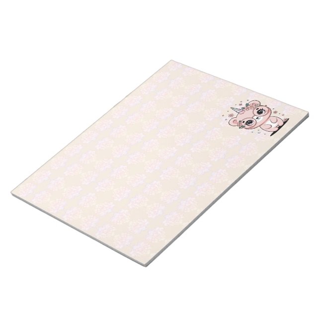 Bloco De Notas Ursinho Unicórnio Kawaii Personalizado com Óculos  (Inclinado)