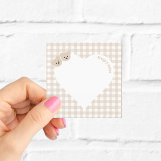 Bloco De Notas Ursinhos de pelúcia Brown Gingham Coração
