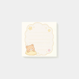 Bloco de Notas Urso Adormecido Fofo Nuvens Kawaii