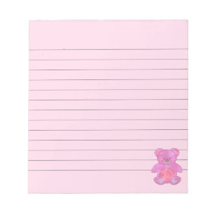 Bloco De Notas Urso Bebê Bonito De Cor Rosa Personalizado
