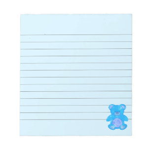 Bloco De Notas Urso Bebê Branco Em Azul Personalizado