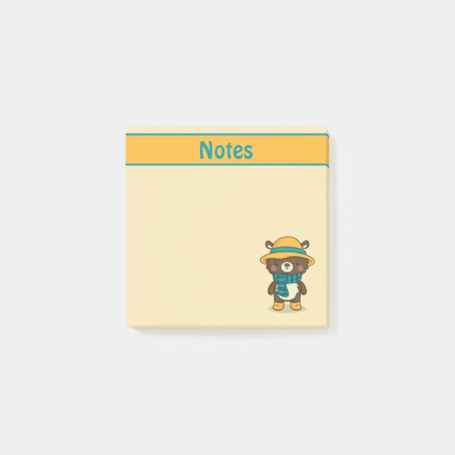 Bloco De Notas Urso Bonito em Notas de Chapéu (Frente)