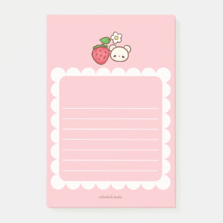 Bloco de Notas Urso Cute Borda de Vieira Rosa Mora
