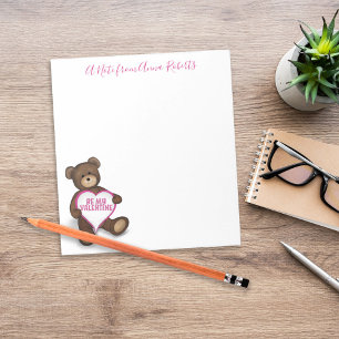 Bloco De Notas Urso de Dia de os namorados de Urso de Teddy Perso