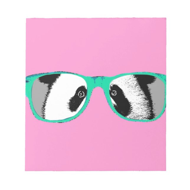 Bloco De Notas Urso de Panda Bonito em Óculos Engraçado Tendência (Frente)
