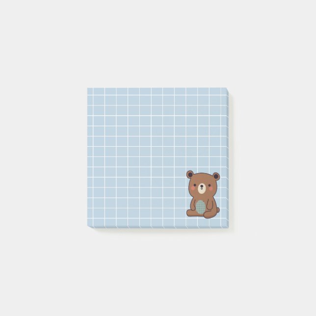 Bloco De Notas Urso de pelúcia marrom fofo e feliz (Frente)