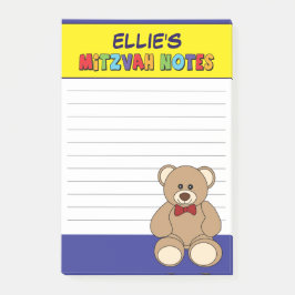 Bloco De Notas Urso de pelúcia personalizado Mitzvah - Azul Amare