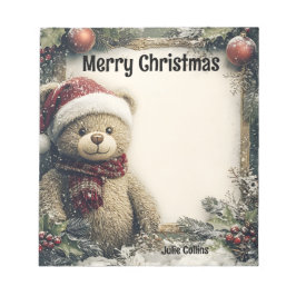 Bloco De Notas Urso de Teddy Bonito com Decoração de Natal