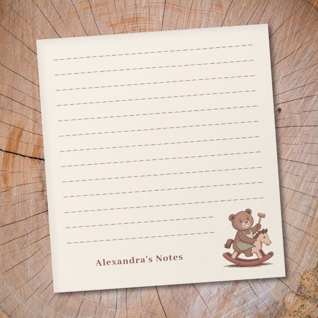 Bloco De Notas Urso de Teddy cavalgando um Cavalo Fogueiro (Teddy Bear riding a Rocking Horse Notepad)