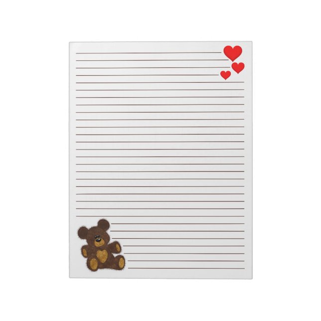 Bloco De Notas Urso de Teddy - Notepad de 11" x 8,5" (Invertido)