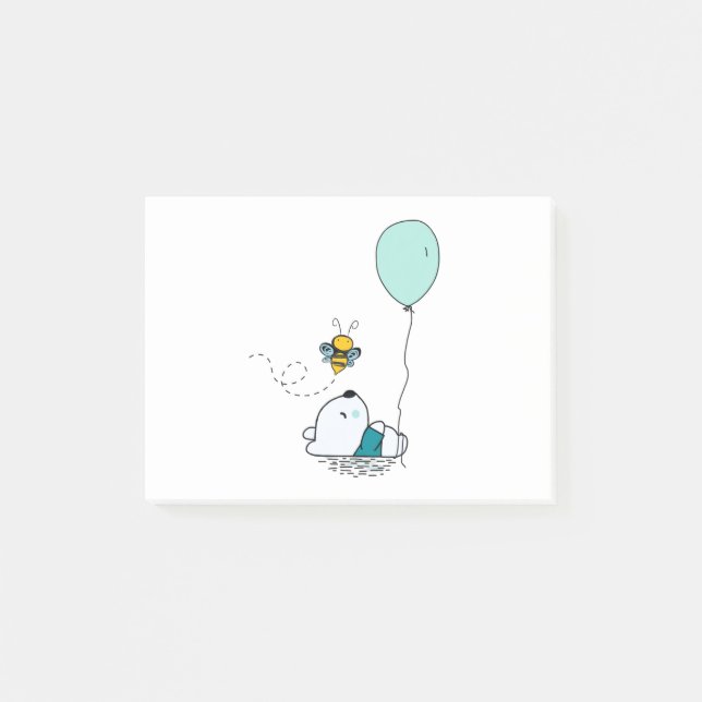 Bloco De Notas Urso e abelha engraçados (Frente)