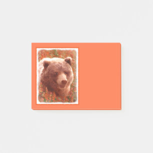 Bloco De Notas Urso Grizzly na Pintura de Arte Selvagem com Algas
