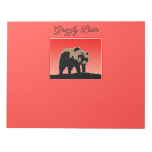 Bloco De Notas Urso Grizzly no Sunset - Arte original sobre a vid