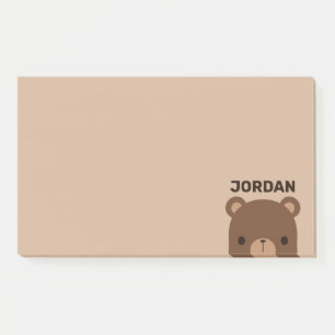 Bloco De Notas Urso Marrom Pequenino com Nome Personalizado