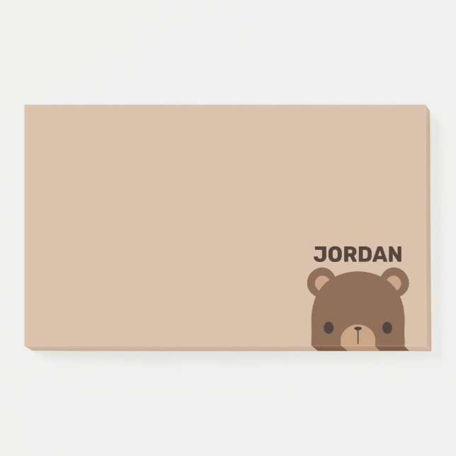 Bloco De Notas Urso Marrom Pequenino com Nome Personalizado (Frente)