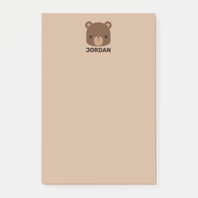 Bloco De Notas Urso Marrom Pequeno e Fofo com Nome Personalizado (Frente)