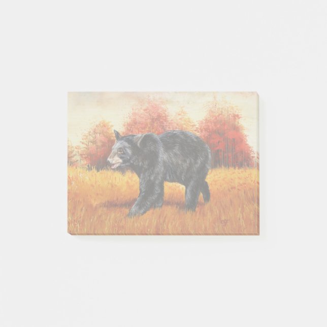 Bloco De Notas Urso Negro na Floresta do outono (Frente)