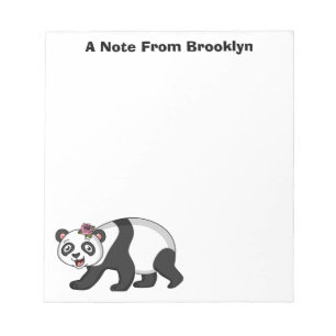 Bloco De Notas Urso panda bonito e feliz com desenho animado