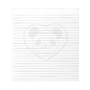 Bloco De Notas Urso Panda de Borracha e Coração Enfileirado