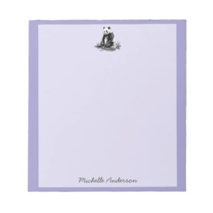 Bloco De Notas Urso Panda Fofo Moderno Personalizado Roxo        