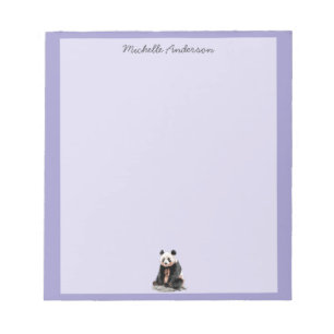 Bloco De Notas Urso Panda Fofo Moderno Personalizado Roxo        
