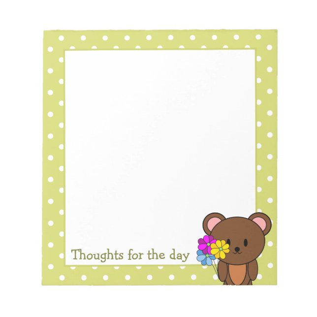 Bloco De Notas Urso Pardo Com Um Buquê De Flores (Frente)