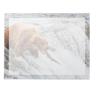 Bloco De Notas Urso Pardo Pega Salmão Vermelho