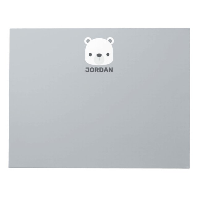 Bloco De Notas Urso Polar Bonito com Nome Personalizado (Frente)
