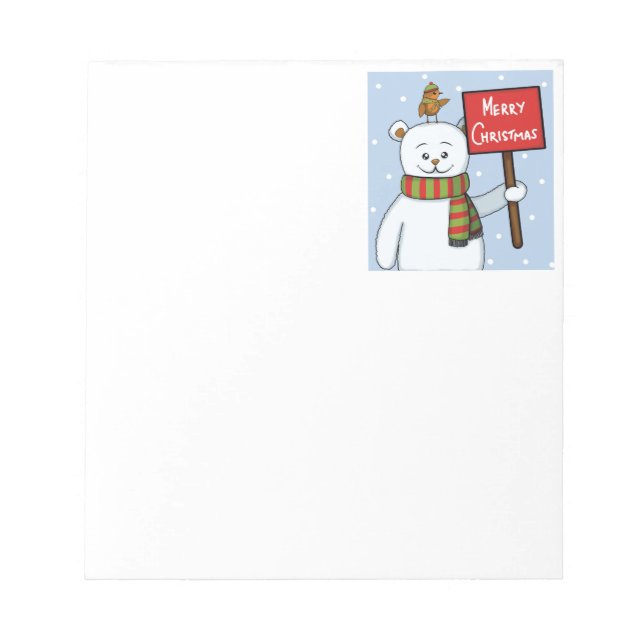 Bloco De Notas Urso Polar e Saudação de Natal do Robin (Frente)