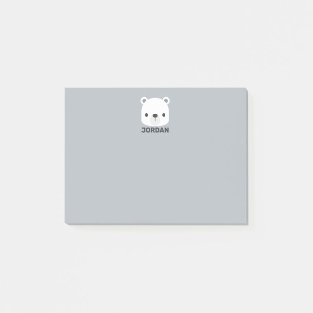 Bloco De Notas Urso Polar Fofo com Nome Personalizado (Frente)