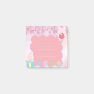 Bloco De Notas Urso Púrpura Rosa-Rosa Kawaii