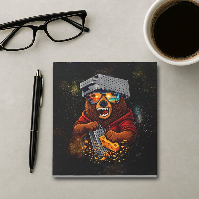 Bloco De Notas Urso Retro Com Chapéu Espeto de Queijo e Óculos de (Criador carregado)