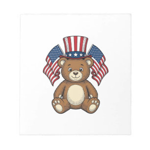 Bloco De Notas Urso Teddy Patriótico Vintage Design Vetorial_1