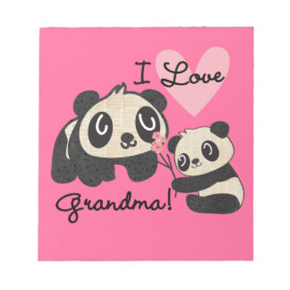 Bloco De Notas Ursos de panda eu amo a avó