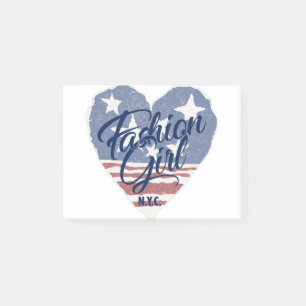 Bloco De Notas USA Fashion girl , usa bandeira do coração nyc