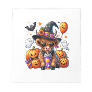 Bloco De Notas Vaca Alta Escocesa Fofa de Halloween