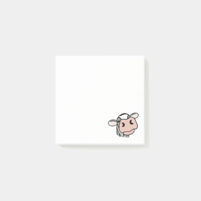 Bloco De Notas vaca de desenho animado preto branco rosa beijo ci (Frente)