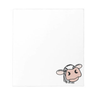 Bloco De Notas vaca de desenho animado preto branco rosa beijo ci