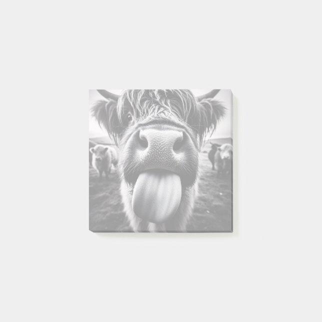 Bloco De Notas Vaca Engraçada Preta e Branca (Frente)