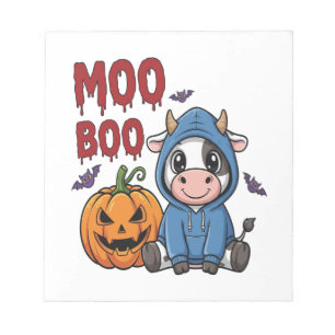 Bloco De Notas Vaca Fantasma Assustadora do Boo no Halloween