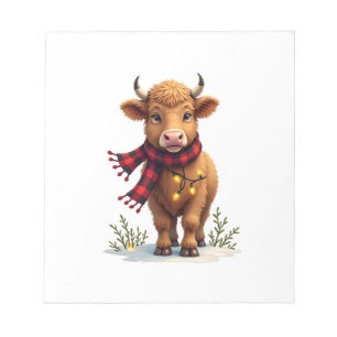 Bloco De Notas Vaca Highland de Natal Vintage com Xadrez de Búfal