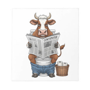 Bloco De Notas Vaca no vaso sanitário PNG, Animal de fazenda engr
