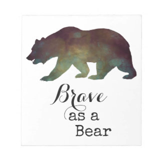 Bloco De Notas Valente como um Urso Tipografia Aquarela