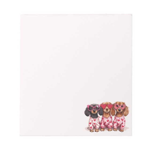 Bloco De Notas Valentines Day Dachshund Dogs (Frente)