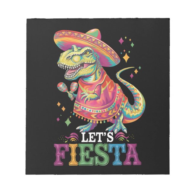 Bloco De Notas Vamos Festejar Cinco De Maio T Rex Dinossauro (Frente)